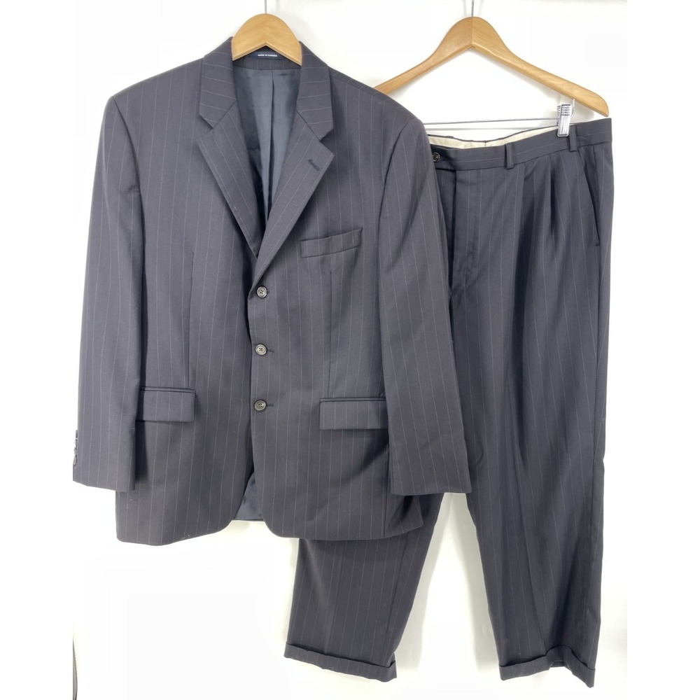 Ralph Lauren Suit Men 42R Blue Pinstripe 3 Button Sport Coat Dress Pants 35X28.5